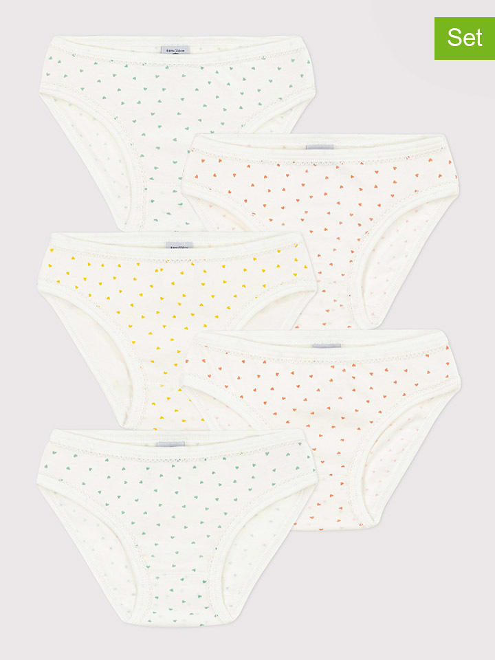 PETIT BATEAU 5er-Set: Slips in Creme/ Bunt - 35% | Größe 116 | Baby-waesche