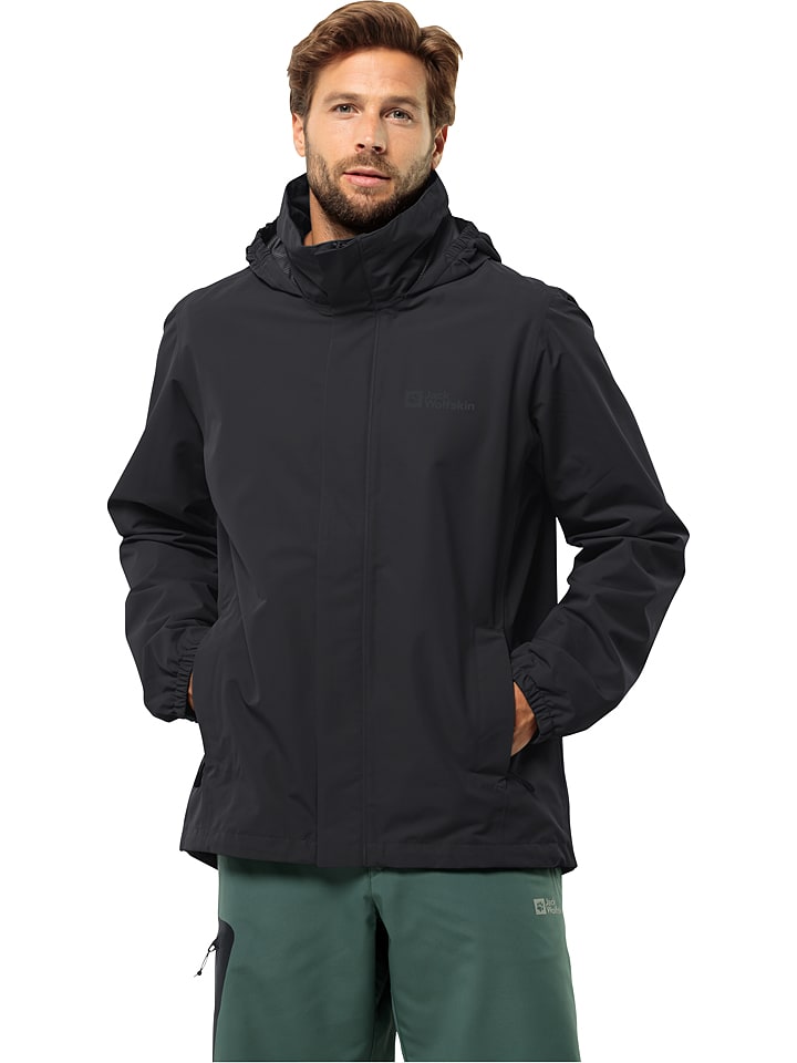 Jack Wolfskin Regenjacke "Stormy Point" in Schwarz - 53% | Größe XXL | Herren-outdoorjacken