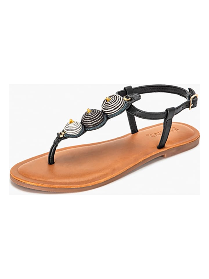 INUOVO Leder-Sandalen in Schwarz - 36% | Größe 38 | Damen-sandalen