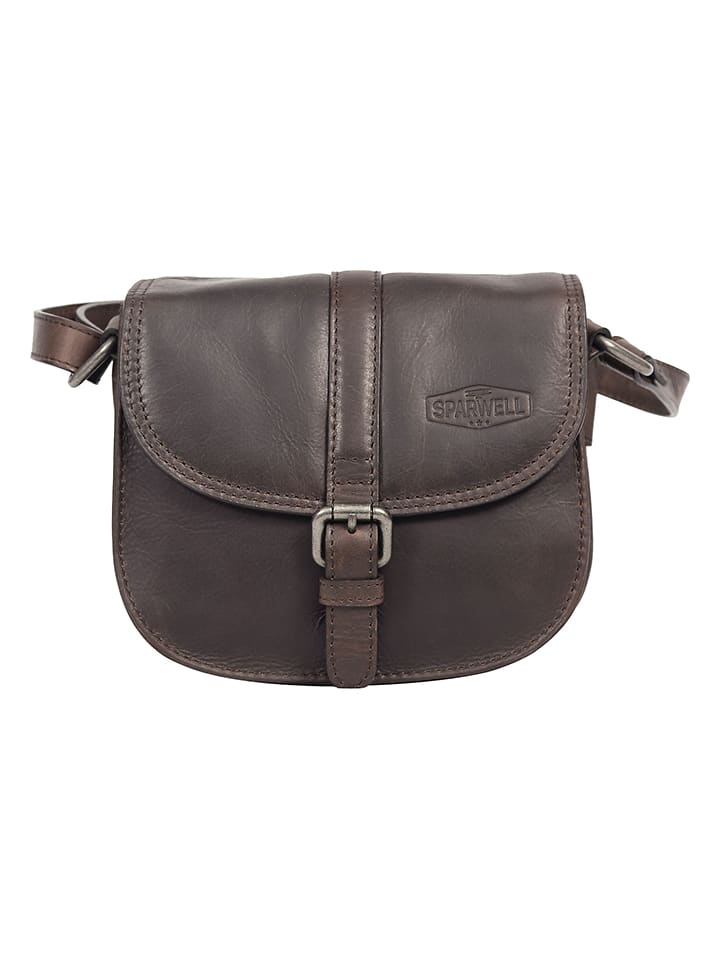 Bellicci Leder-Umhängetasche "Kiara" in Dunkelbraun - (B)18 x (H)16 x (T)10 cm - 41% | Damen-taschen