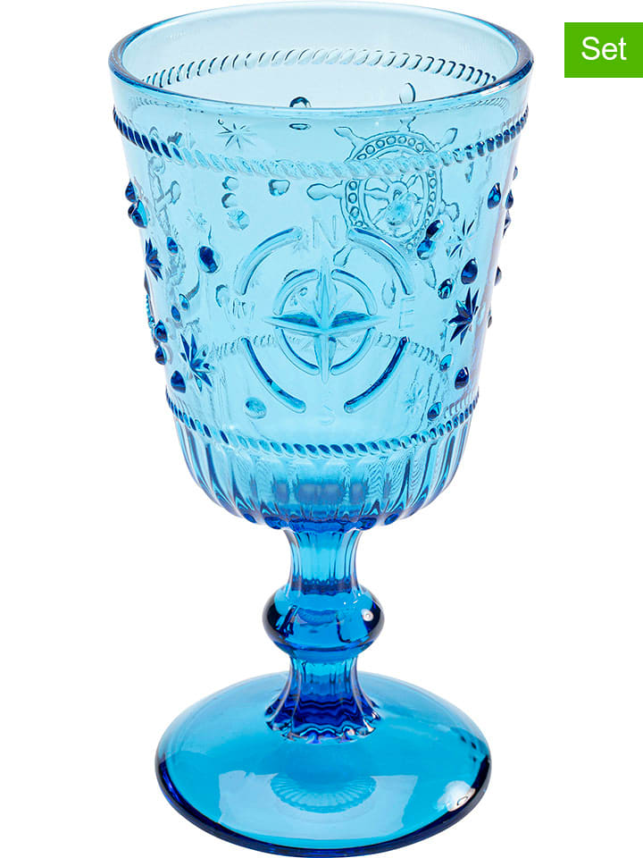 Kare 6er-Set: Weingläser "Greece" in Blau - (H)16,5 x Ø 8,6 cm - 39% | Gedeckter-tisch
