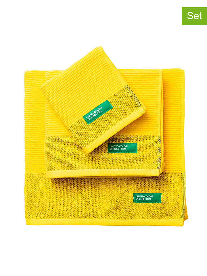 Benetton 3tlg. Handtuchset in Gelb - 27% | Badtextilien