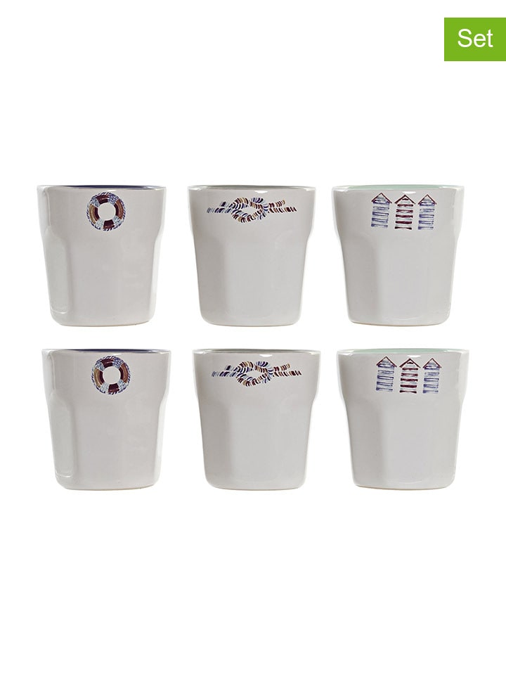 Alexandra House 6er-Set: Kaffeetassen in Weiß/ Blau/ Hellgrau - 90 ml - 33% | Gedeckter-tisch