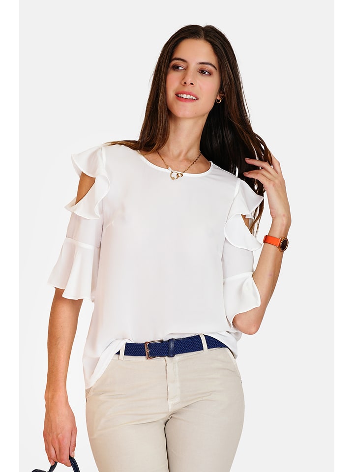 ASSUILI Bluse in Weiß - 71% | Größe 42 | Damen-blusen