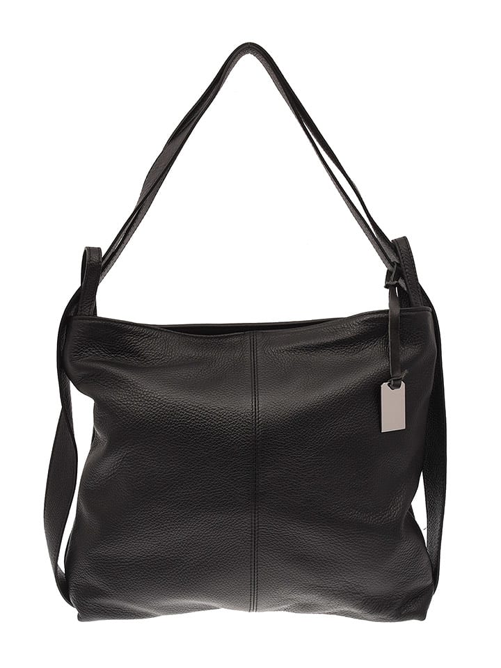 Lia Biassoni Leder-Schultertasche in Schwarz - (B)39 x (H)38 x (T)8 cm - 78% | Damen-taschen