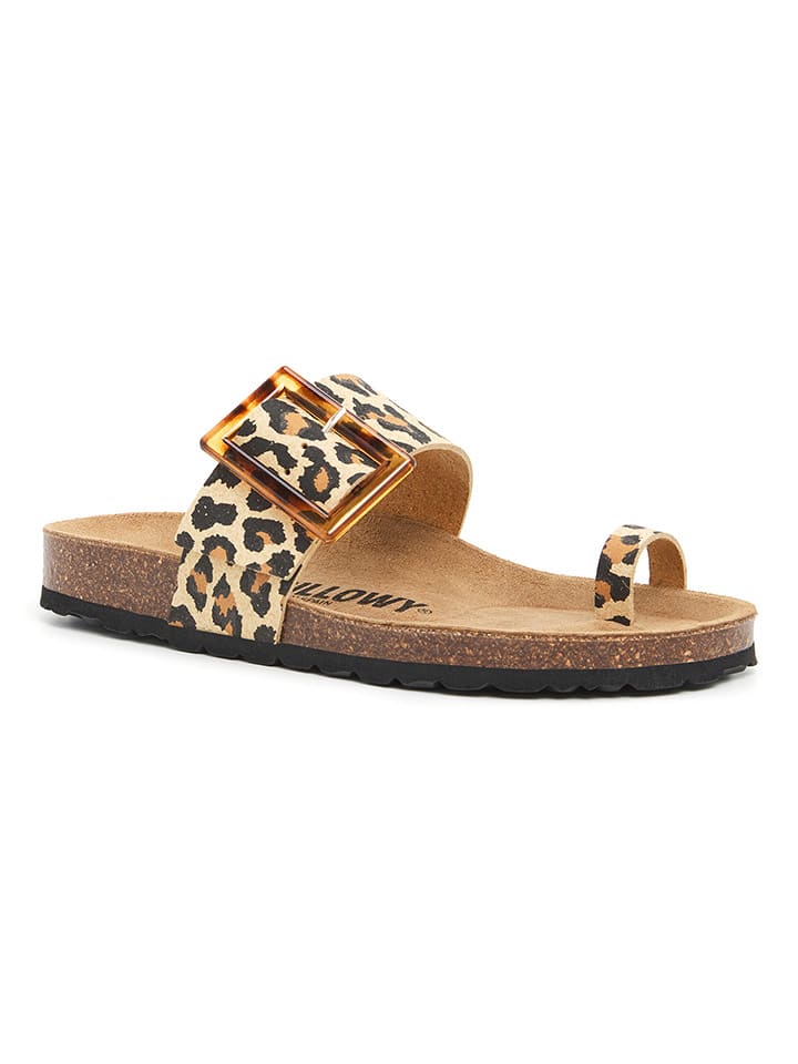 billowy Leder-Zehentrenner in Beige/ Hellbraun - 42% | Größe 39 | Damen-sandalen