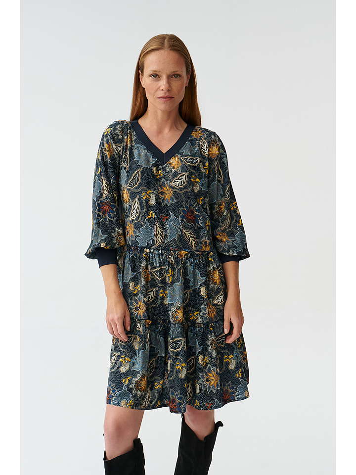 TATUUM Kleid in Dunkelblau/ Gelb - 74% | Größe 42 | Damen-kleider