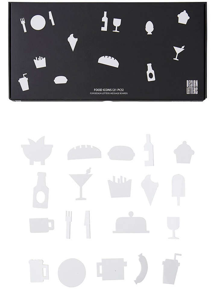 Design Letters Message-Board-Symbole "Food" in Weiß - 21 Stück - 48% | Wanddekoration