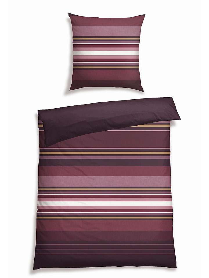 Schiesser Feinbiber-Bettwäsche-Set "Yomano" in Lila - 37% | Größe 155x220 cm | Bettwaesche-bettwaren
