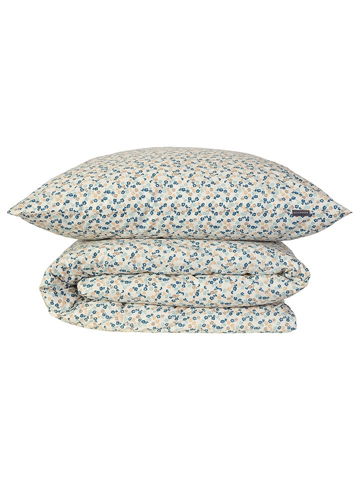 Schiesser Renforcé-Bettwäsche-Set "Ditsy" in Creme/ Blau - 28% | Größe 135x200 cm | Bettwaesche-bettwaren
