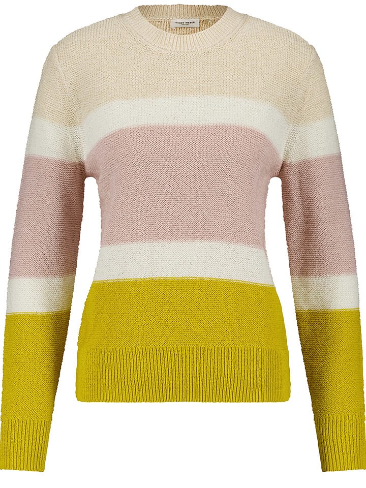 EDITION Pullover in Creme/ Rosa/ Gelb - 72% | Größe 40 | Damen-pullover-cardigans