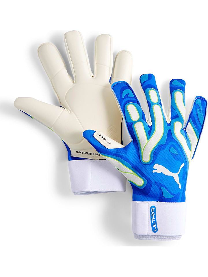 Puma Torwarthandschuhe "Ultra Ultimate Hybrid" in Weiß/ Blau - 63% | Größe 29 | Ballspiele