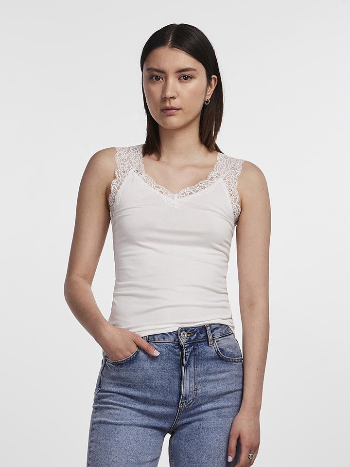 Pieces Top "Barbera" in Weiß - 13% | Größe S | Damen-tops