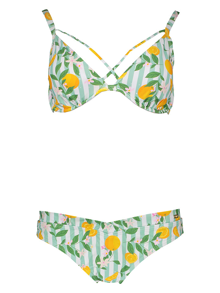 Buffalo Bikini in Hellblau/ Gelb - 65% | Größe 40C-Cup | Damen-bademode
