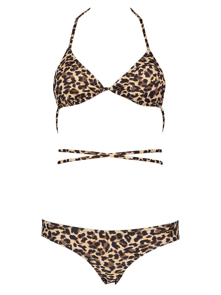 Bruno Banani Bikini in Beige/ Schwarz - 68% | Größe 38A/B-Cup | Damen-bademode
