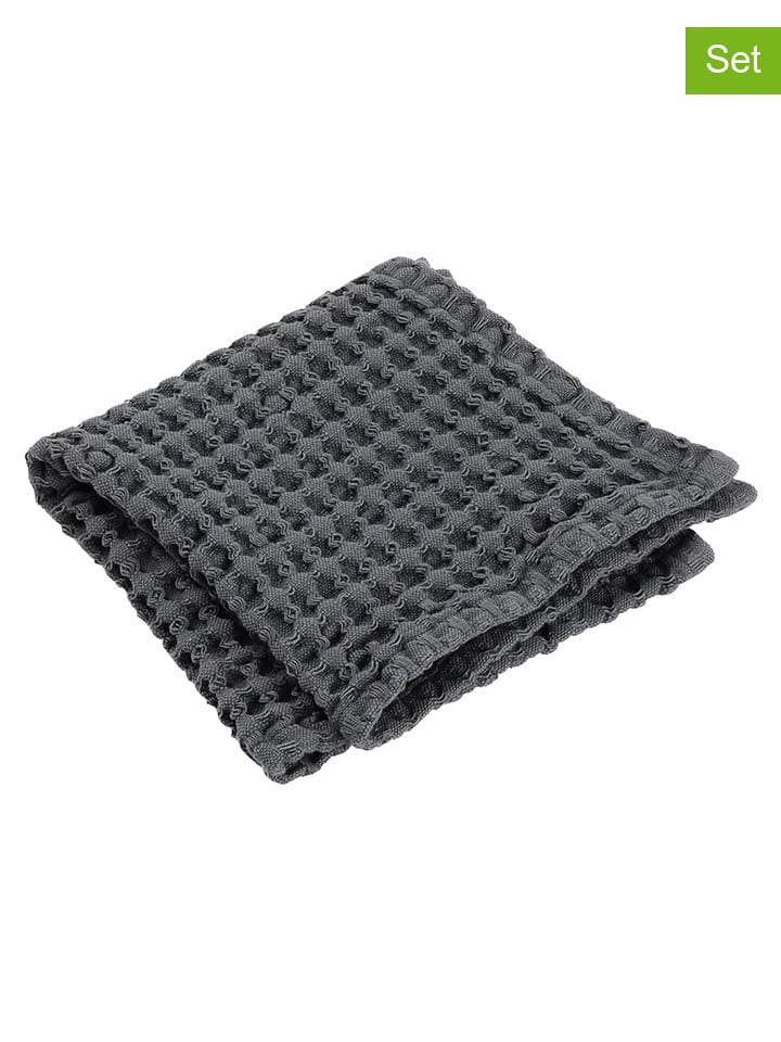 Blomus 2er-Set: Gästehandtücher "Caro" in Anthrazit - (L)30 x (B)30 cm - 14% | Badtextilien