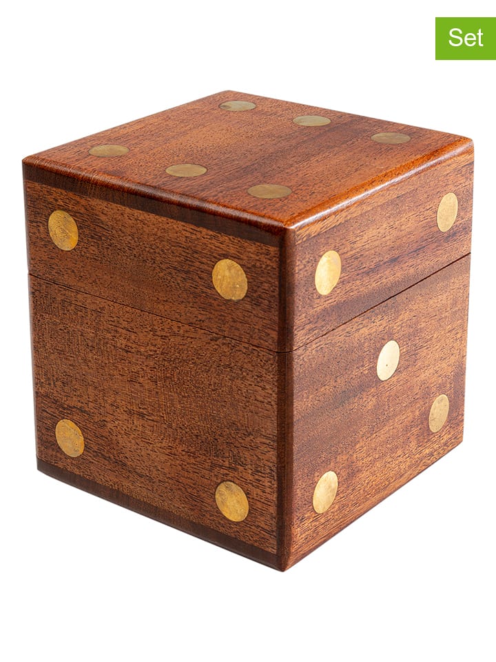 Kare 6tlg.Set: Dekobox mit Würfeln "Dice" in Hellbraun - 39% | Wohndekoration
