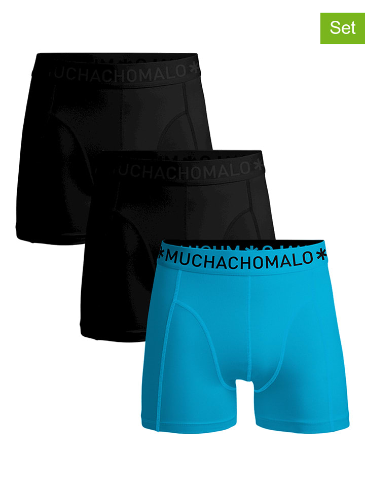 Muchachomalo Bokserki (3 pary) w kolorze czarno-granatowo-turkusowym rozmiar: M