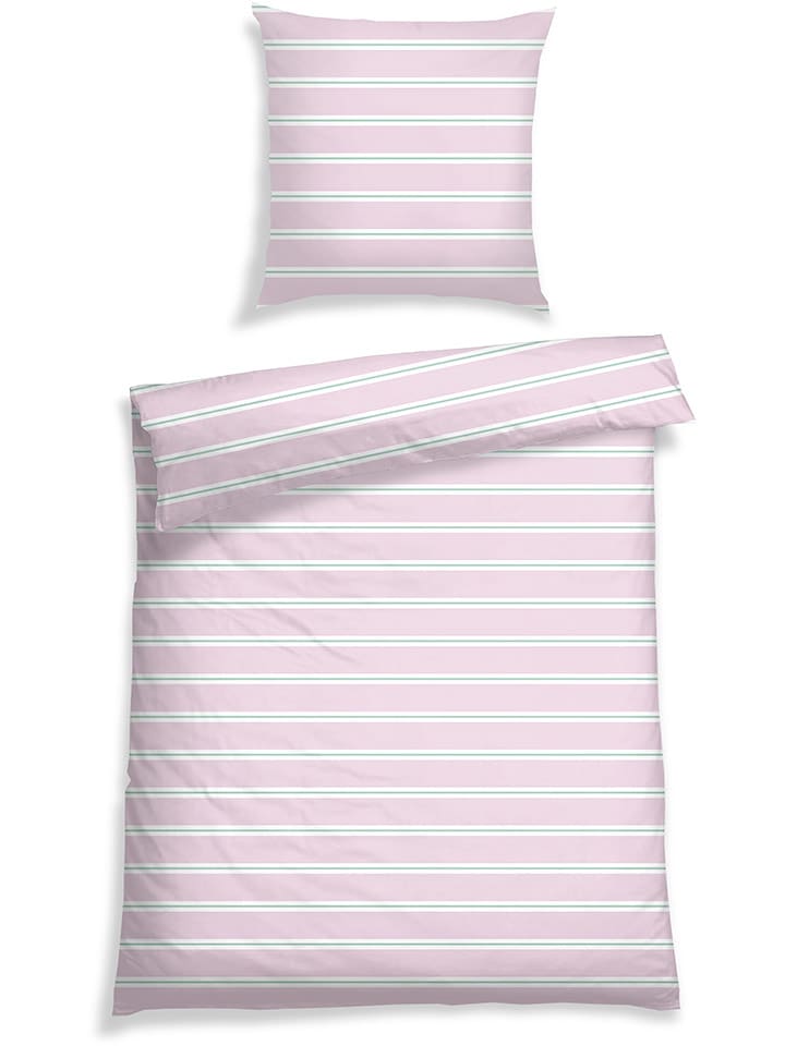 Schiesser Renforcé-Bettwäsche-Set "Remy" in Rosa/ Weiß - 31% | Größe 155x220 cm | Bettwaesche-bettwaren