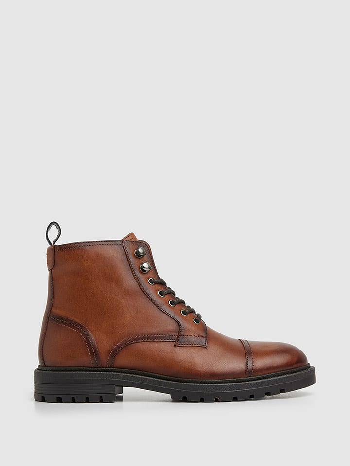 Pepe Jeans FOOTWEAR Leder-Boots "Logan" in Hellbraun - 54% | Größe 45 | Herrenstiefel