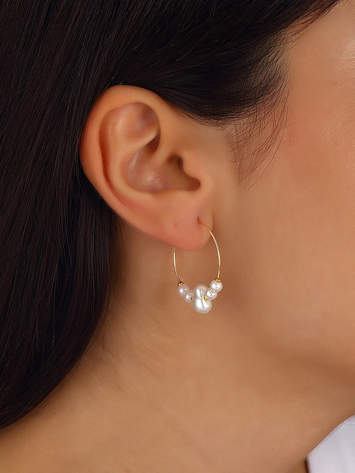 Nakkash Vergold. Creolen mit Zierperlen - 59% | Schmuck