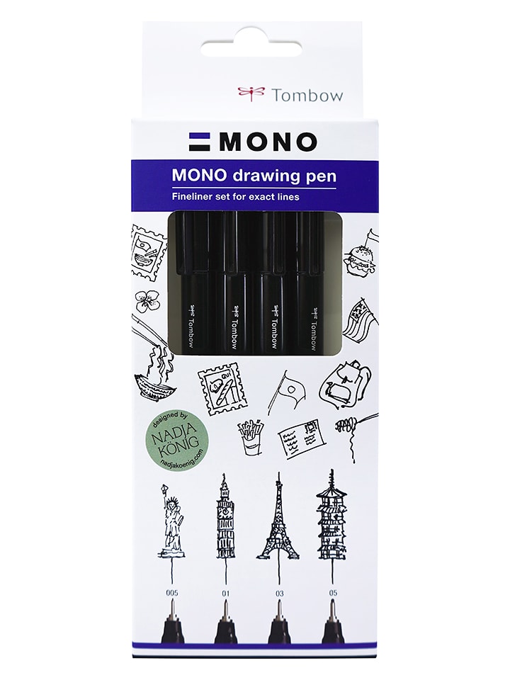 Tombow Fineliner "Mono - Fine" in Schwarz - 4 Stück - 16% | Schulzubehoer