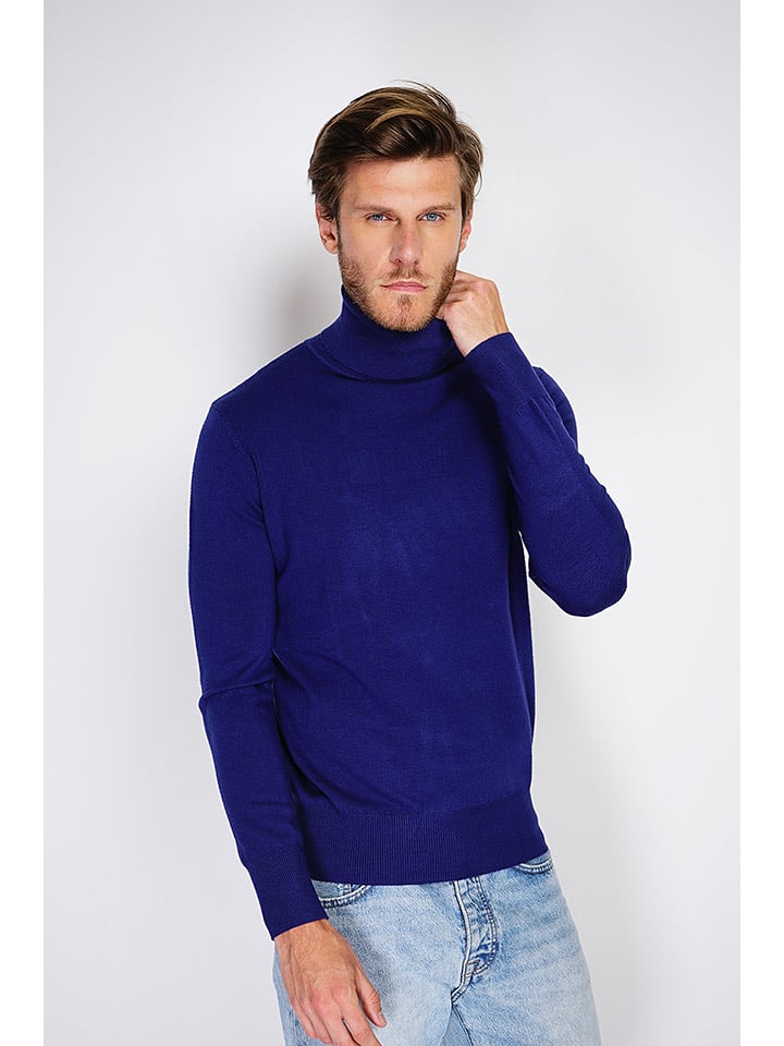 William de Faye Rollkragenpullover in Blau - 80% | Größe 48 | Herren-plussize