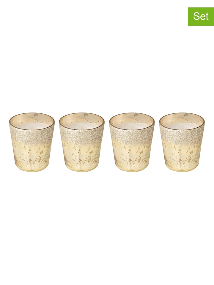 J Line 4er-Set: Duftkerzen "M-Chick" in Gold - 4x 105 g - 10% | Kerzen-vasen