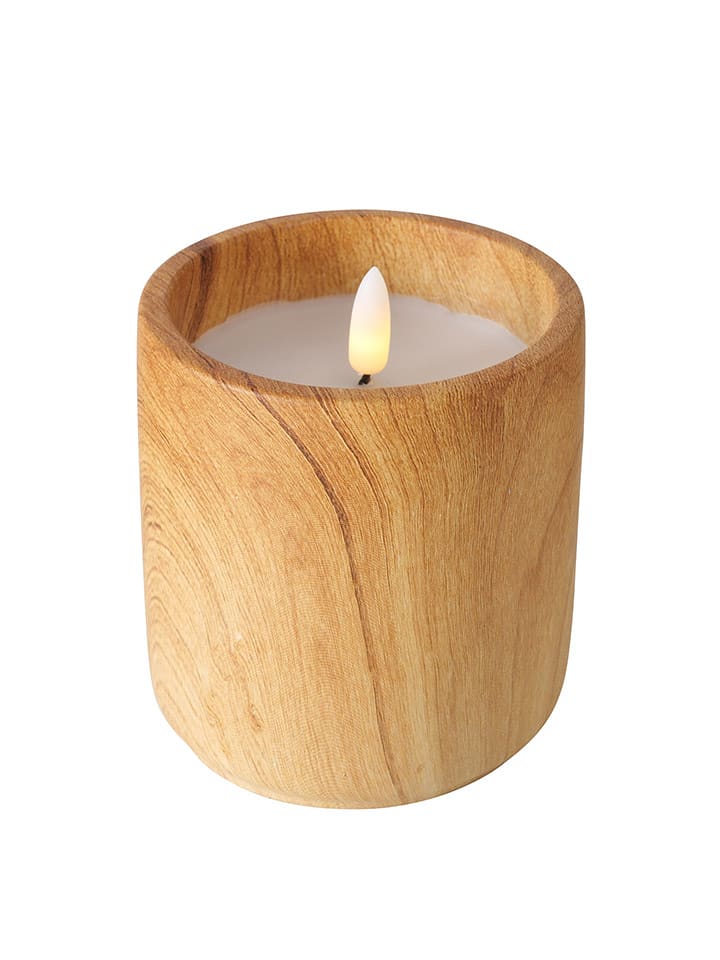 Boltze LED-Kerze "Yuna" in Hellbraun - (H)10,5 x Ø 9 cm - 13% | Kerzen-vasen
