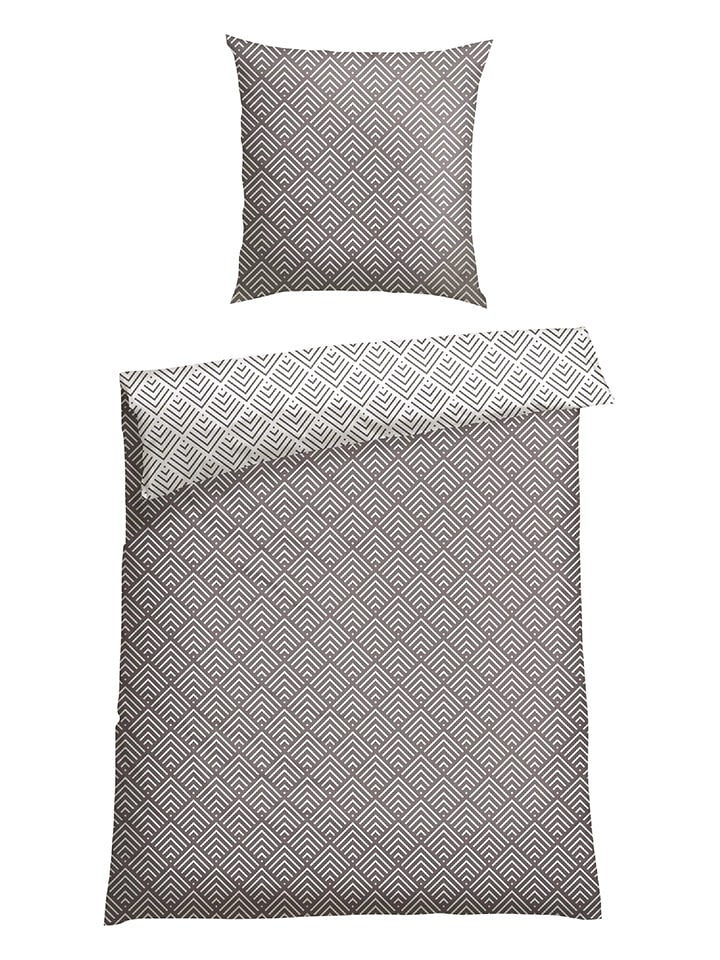 Schiesser Feinbiber-Bettwäsche-Set "Mabel" in Grau - 44% | Größe 135x200 cm | Bettwaesche-bettwaren