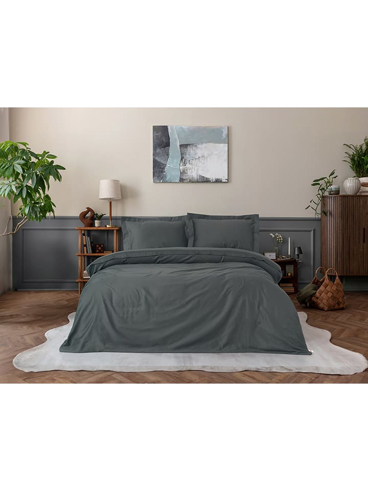 Colourful Cotton Satin-Bettwäsche-Set "Elegant" in Anthrazit - 76% | Größe 155x220 cm | Bettwaesche-bettwaren