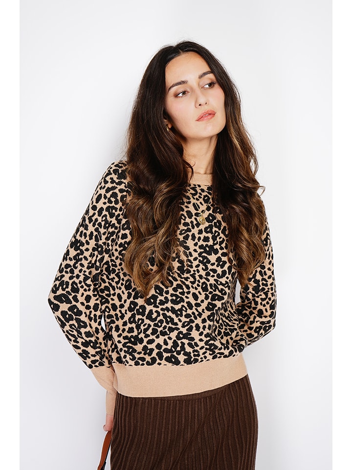 ASSUILI Pullover in Schwarz/ Beige - 79% | Größe 36 | Damen-pullover-cardigans
