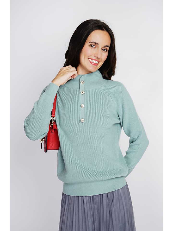 ASSUILI Kaschmir-Pullover in Türkis - 75% | Größe 38 | Damen-pullover-cardigans