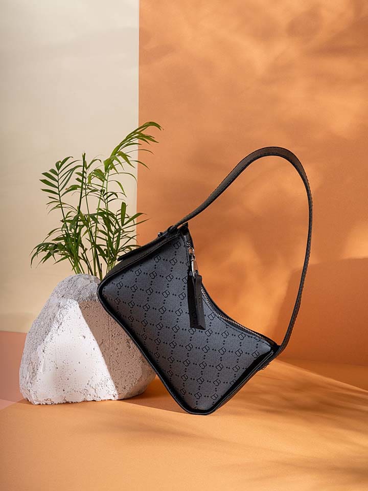Lucky Bees Schultertasche in Schwarz/ Anthrazit - (B)23 x (H)15 x (T)7 cm - 74% | Damen-taschen