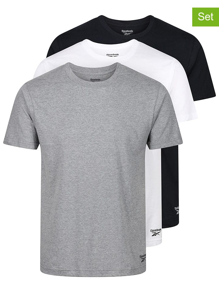 Reebok 3er-Set: Shirts "Santo" in Schwarz/ Weiß/ Grau - 57% | Größe L | Herren-plussize