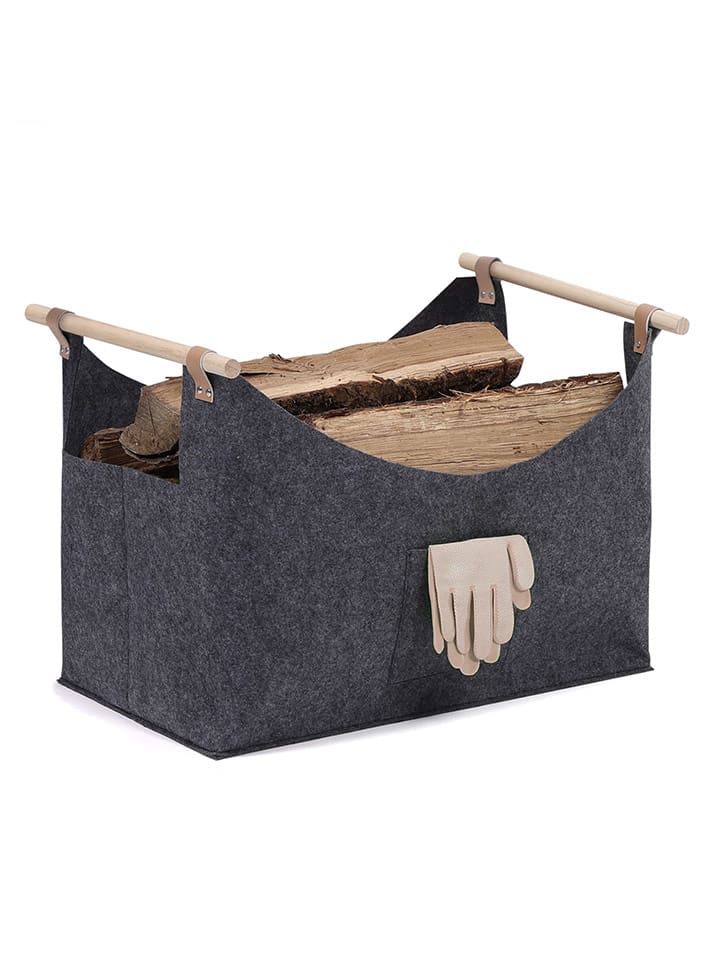 IDOMYA Essentials Kaminholz-Korb in Grau - (B)55 x (H)40 x (T)32 cm - 42% | Gartendekoration