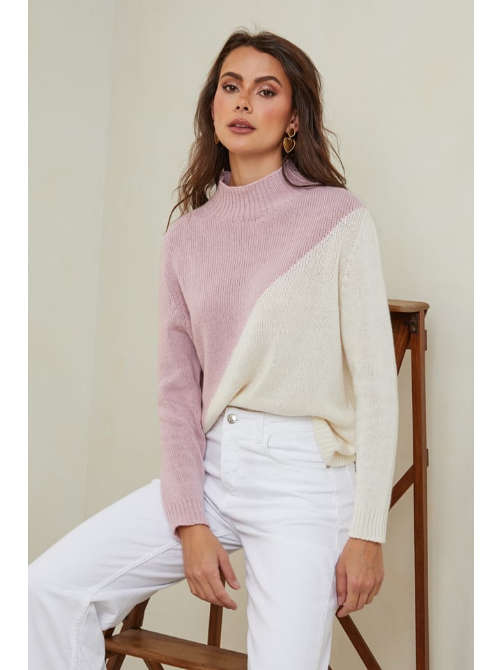 Joséfine Pullover "Csorna" in Rosa/ Creme - 81% | Größe L | Damen-pullover-cardigans