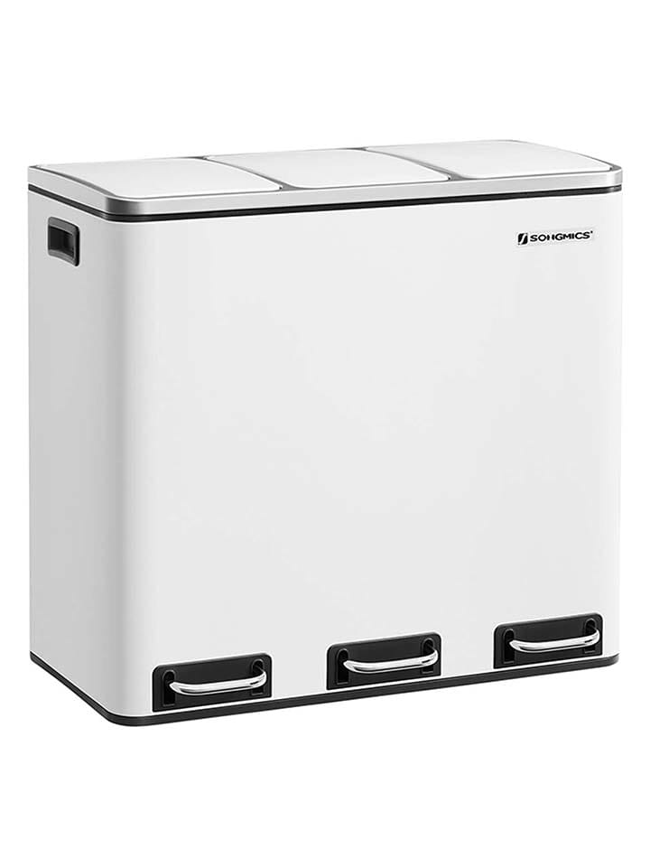 SONGMICS Mülleimer in Weiß/ Silber- (B)61 x (H)55,5 x (T)31,5 cm - 34% | Muelleimer