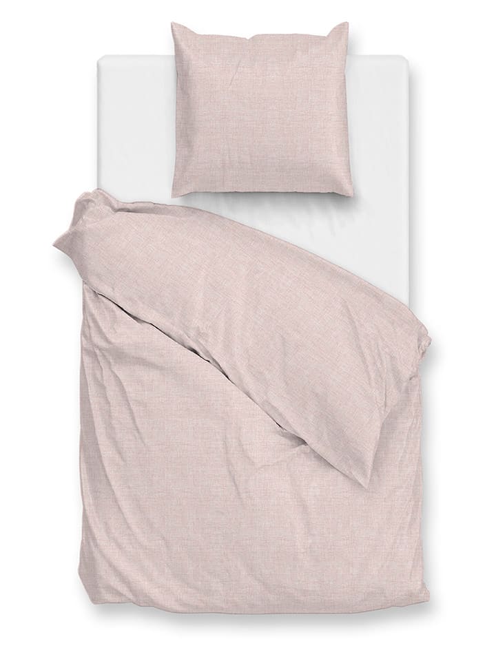 HNL Flanell-Bettwäsche-Set "Flanella di Lino" in Rosa - 39% | Größe 155x220 cm | Bettwaesche-bettwaren