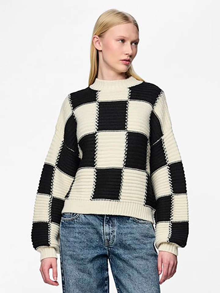 Pieces Pullover in Creme/ Schwarz - 65% | Größe M | Damen-pullover-cardigans