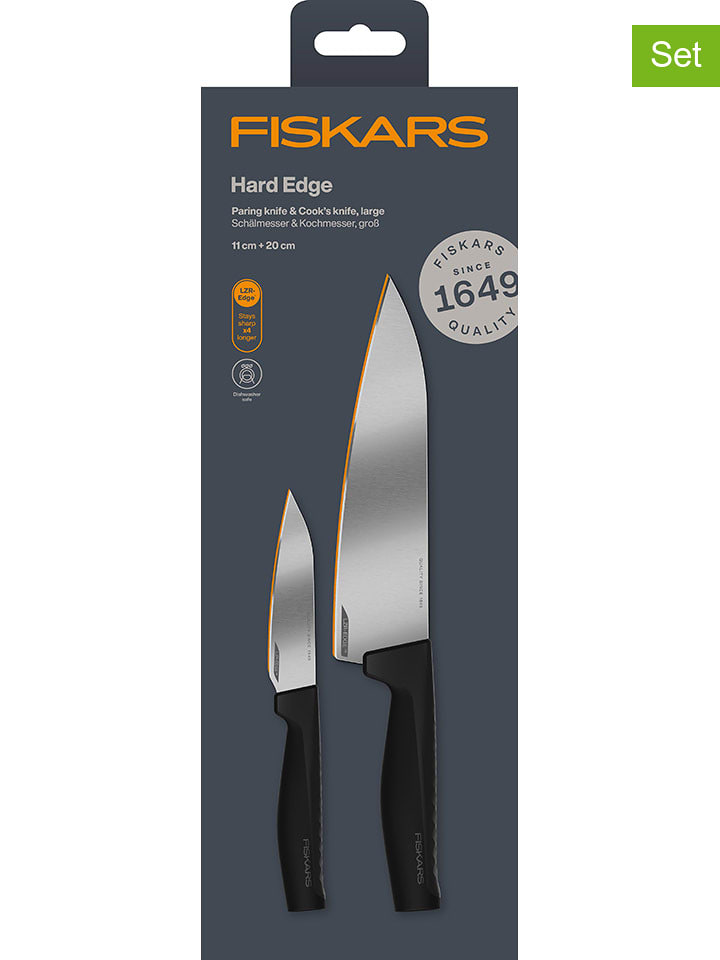 Fiskars 2er-Set: Küchenmesser "Hard Edge" in Schwarz/ Silber - 15% | Kuechenhelfer