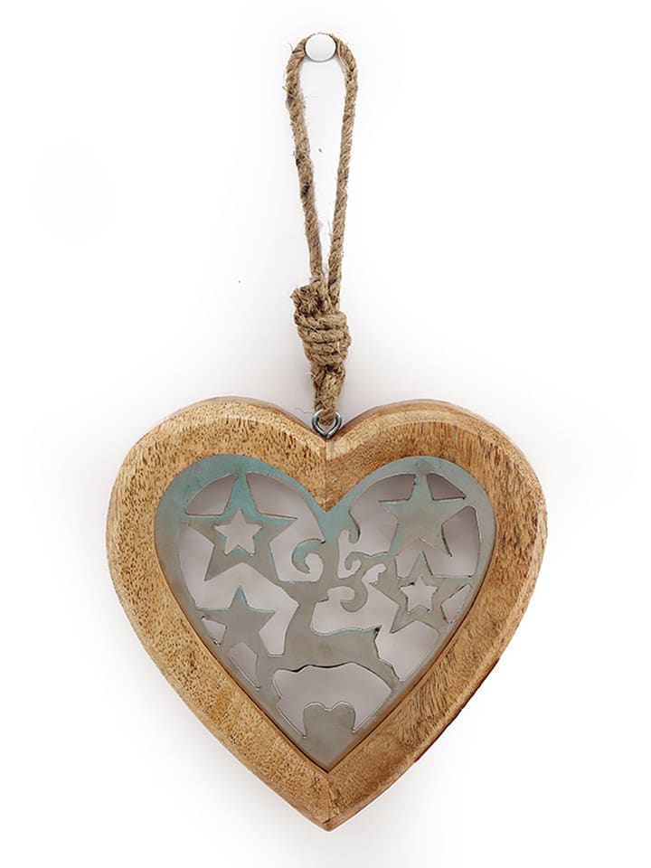 SiL Interiors Dekoanhänger ''Heart'' in Hellbraun/ Weiß - (H)15 cm - 50% | Dekofiguren