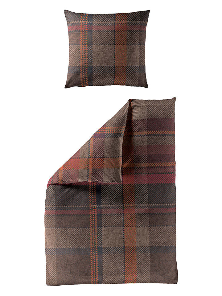 Bierbaum Renforcé-Bettwäsche-Set in Braun/ Orange - 37% | Größe 155x220 cm | Bettwaesche-bettwaren