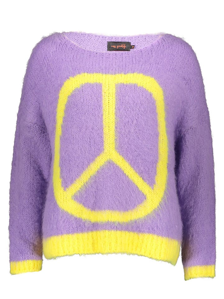 miss goodlife Pullover "Peace" in Lila/ Gelb - 73% | Größe S | Damen-pullover-cardigans