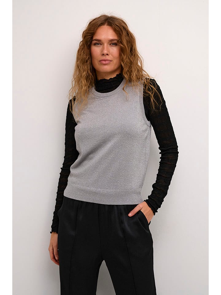Kaffe Pullunder in Hellgrau - 62% | Größe M | Damen-pullover-cardigans
