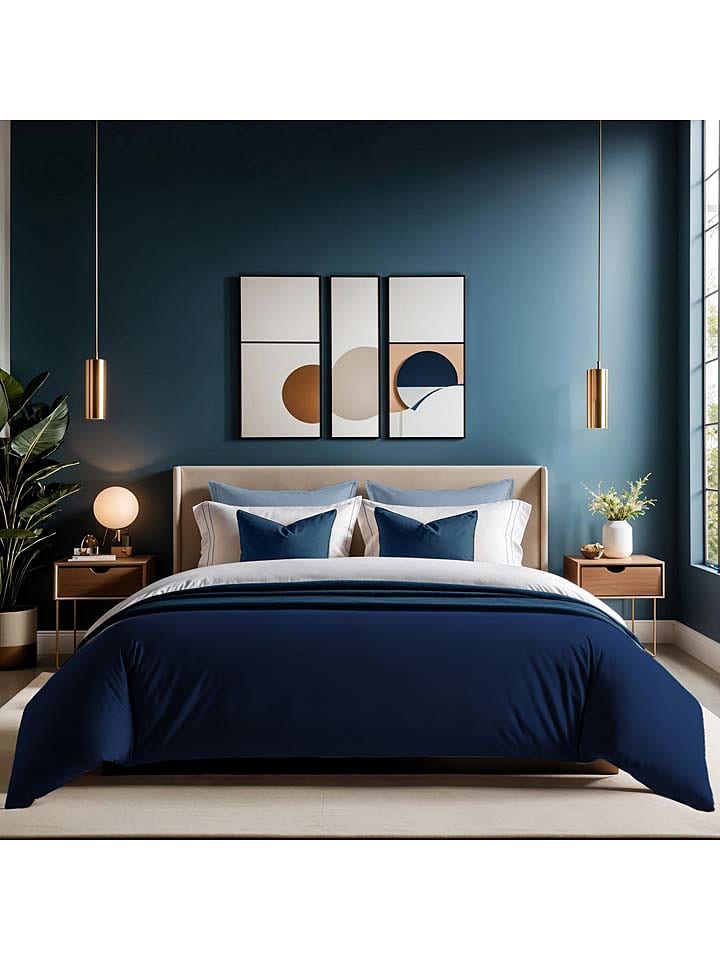 MIX&MATCH Renforcè-Bettbezug in Dunkelblau - 58% | Größe 135x200 cm | Bettwaesche-bettwaren