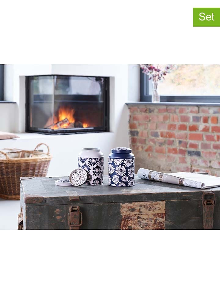 Eigenart 2er-Set: Teedosen "Amami" in Weiß/ Dunkelblau - 175 g - 13% | Gedeckter-tisch