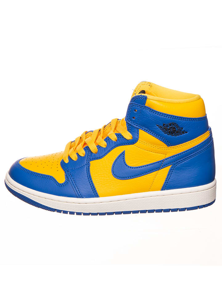 Air Jordan Leder-Sneaker ''1 Retro High'' in Gelb/ Blau - 72% | Größe 40,5 | Damen-sneakers