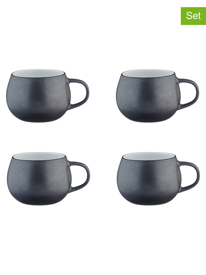 Björn 4er-Set: Tassen "Gourmet" in Schwarz/ Weiß - 700 ml - 58% | Gedeckter-tisch