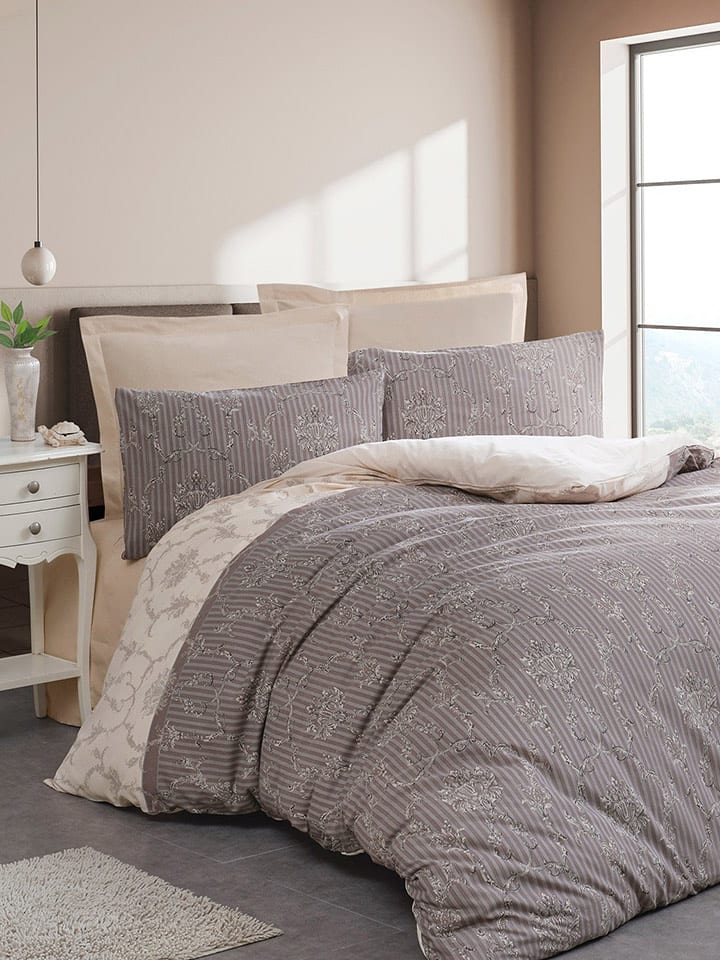 Elizabed Bettwäsche-Set in Grau/ Weiß - 63% | Größe 155x220 cm | Bettwaesche-bettwaren